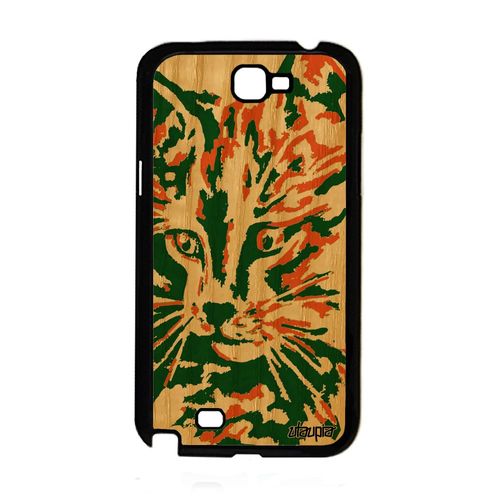 Coque Chat Samsung Note 2 Bois Silicone Colore Gt-N7100 Vert Telephone De Samsung Galaxy Note 2