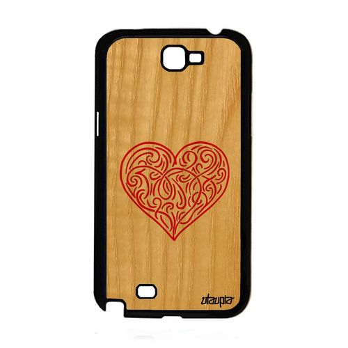 Coque Silicone Pour Note 2 Bois Coeur Symbole Frêne Antichoc Amour Samsung Galaxy Note 2