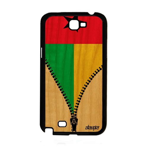 Coque Pour Note 2 En Bois Silicone Drapeau Guinee Bissau Guineen Samsung Galaxy Note 2