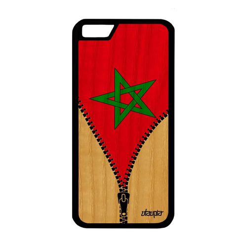 Coque Silicone Iphone 6 6s En Bois Drapeau Maroc Marocain Jo Noir Foot De