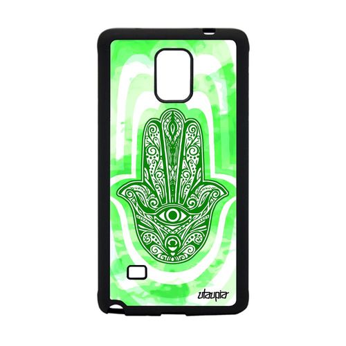 Coque Main De Fatma Samsung Galaxy Note 4 Silicone Symbole Swag Rigide Vert ¿Il