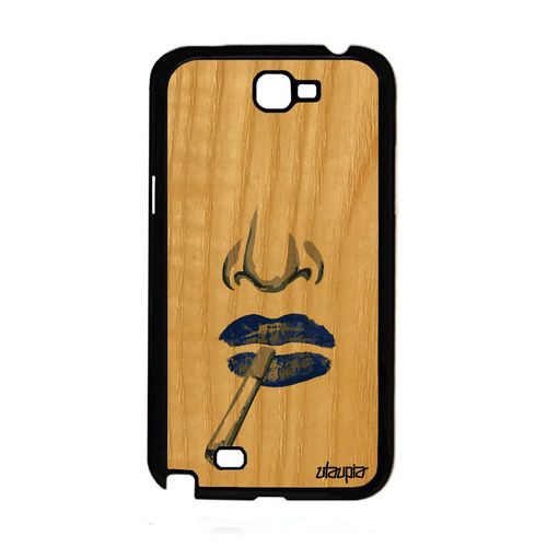 Coque Note 2 Bois Silicone Visage Bleu Abstrait Cigarette Noir De Samsung Galaxy Note 2