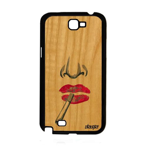 Coque Vrai Bois Samsung Note 2 Silicone Portrait Rose Artiste Etui Femme Samsung Galaxy Note 2