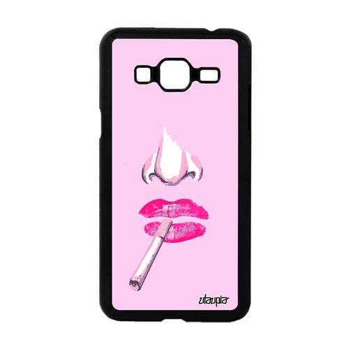 Coque Visage J3 Abstrait Glamour Femme Dessin Rose Telephone Case Samsung Galaxy J3