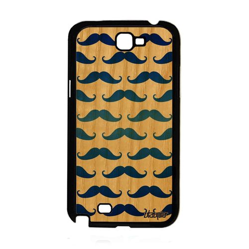 Coque Note 2 Bois Silicone Moustache Dessin Bleu Etui Swag Tpu De Samsung Galaxy Note 2