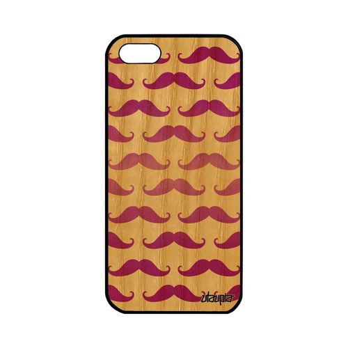 Coque Apple Iphone 5 5s Se Bois Silicone Moustache Rose Case Fille Couleur Image