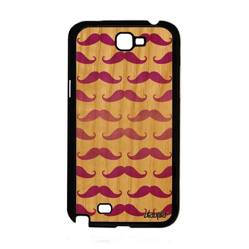 Coque En Bois Silicone Pour Samsung Galaxy Note 2 Moustache Couleur Noir Dessin
