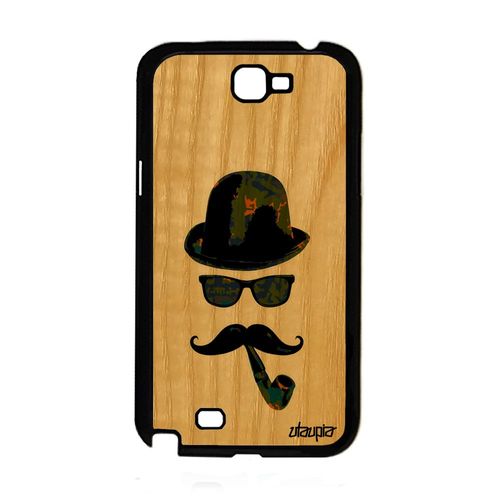 Coque Bois Samsung Note 2 Silicone Homme Moustache Pipe Swag Vert Mobile Samsung Galaxy Note 2