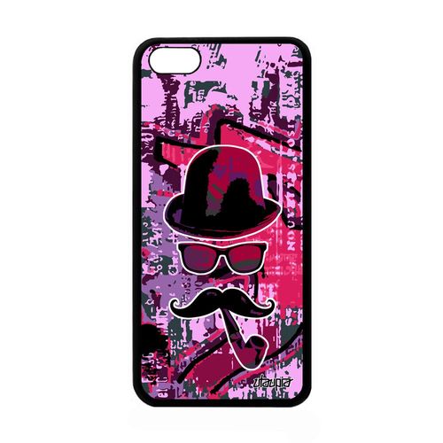Coque Antichoc Apple Iphone 5c Silicone Monsieur Moustache Rose Homme Graf Fille