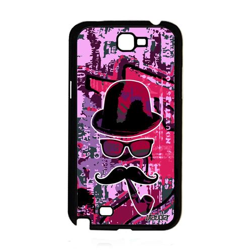 Coque Silicone Note 2 Monsieur Moustache Fille Housse Rose Case A Samsung Galaxy Note 2