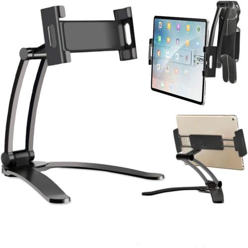 Support Universel Tablette Mur, Porte Tablette Cuisine Reglable Amovible Pliable Support Porte Tablette Mural Pour Tablette Smartphones Idéal Pour Cuisine Bureaux Fenêtres Murs Miroirs ¿Noir¿