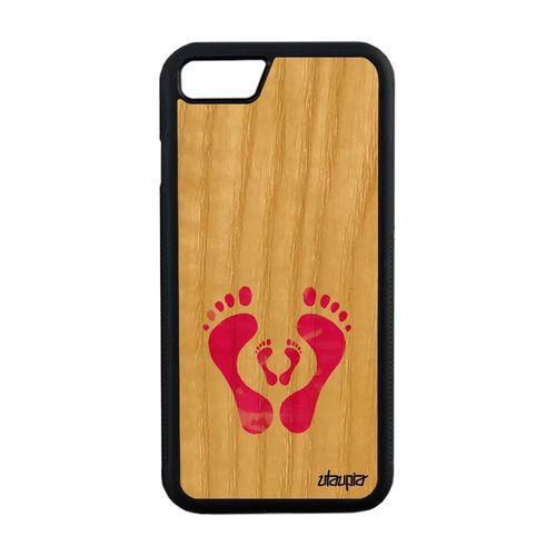 Coque Iphone 8 Bois Silicone Trace De Pas Cadeau De Naissance Rose Femme A