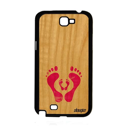 Coque Silicone Samsung Galaxy Note 2 En Bois Trace De Pas Bebe Case Rose Housse