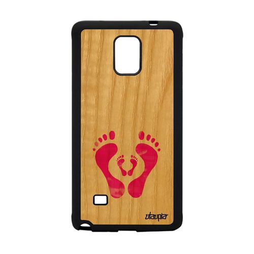 Coque Pour Note 4 Bois Silicone Trace De Pas Amour Rose Bebe Etui Samsung Galaxy Note 4