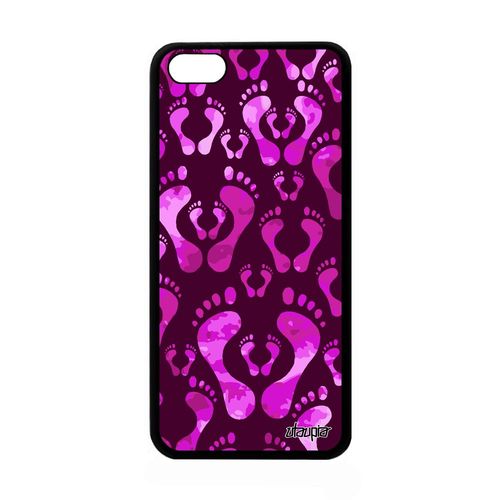 Coque Apple Iphone 5c Silicone Pied Jolie Personnalisé Housse Metal Imprime Rose