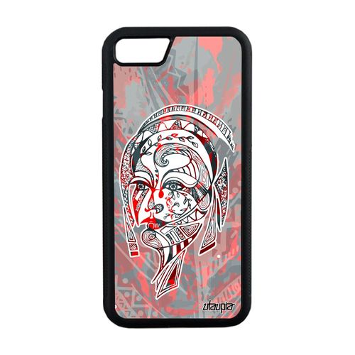 Coque Silicone Iphone 8 Femme Portrait Telephone Rouge De Protection Plume