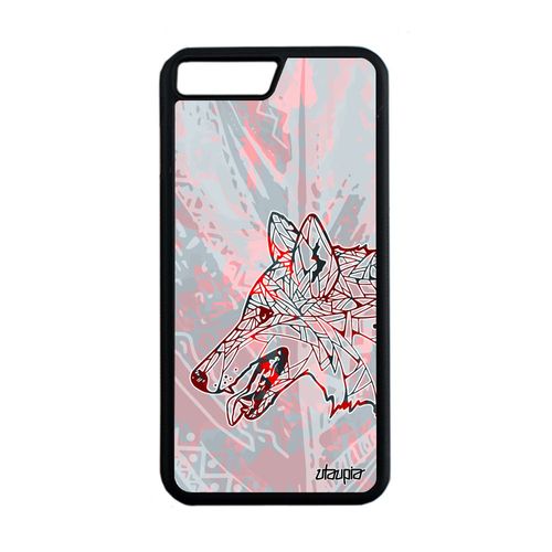 Coque Silicone Iphone 8 Plus Loup Animal Multicolore Plume Tribal Alpha De