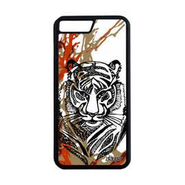 Coque Iphone 8 Plus Silicone Tigre Etui Marron Art Ethnique Peinture Arbre Iphone 8 Plus