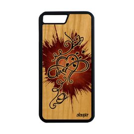 Coque Bois Infini Love Pour Iphone 8 Plus Silicone Marron Papillon Housse Iphone 8 Plus