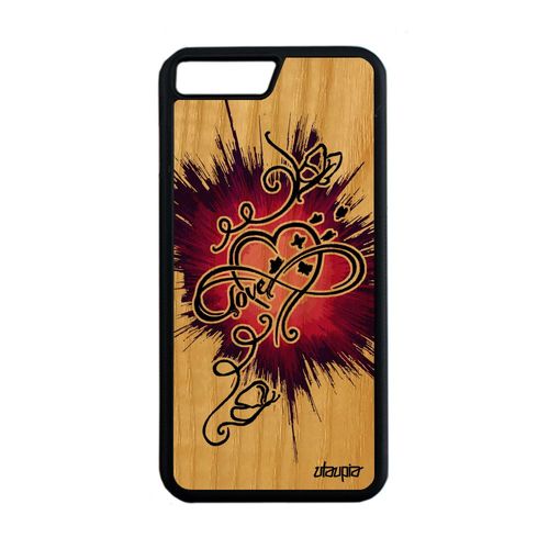 Coque Bois Infini Love Iphone 8 Plus Silicone Papillon Coeur Swag Rose De
