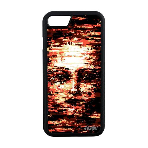 Coque Apple Iphone 8 Silicone Portrait Art Ephemere Rouge Visage Etui De