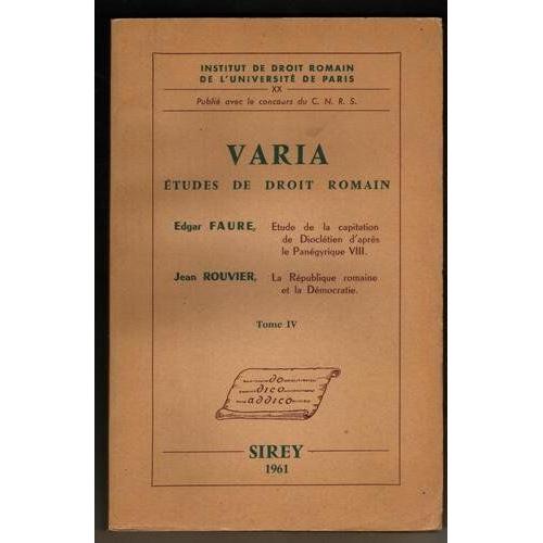 Varia Etudes De Droit Romain Tome 4 Iv