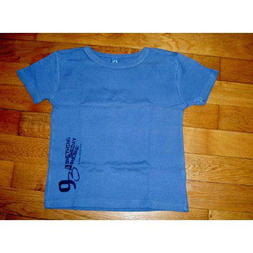 T-Shirt Tee Shirt Manches Courtes Col Rond Bleu Foncé Uni Avec Petit Motif Bleu Marine 93 Something Someday Someone À Droite En Bas Petit Boy Taille 8 Ans