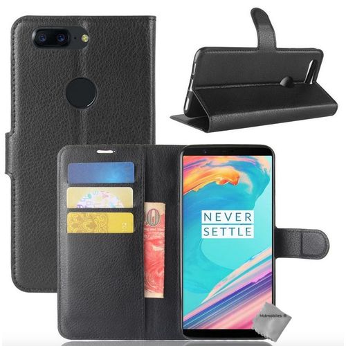 Housse Etui Coque Pochette Portefeuille Pour Oneplus 5t + Verre Trempe - Noir