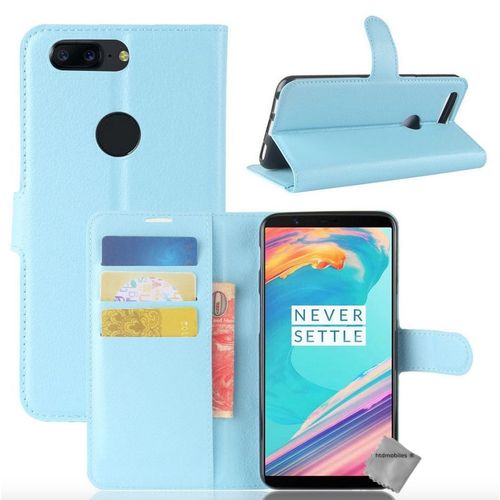 Housse Etui Coque Pochette Portefeuille Pour Oneplus 5t + Verre Trempe - Bleu