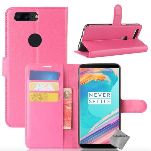 Housse Etui Coque Pochette Portefeuille Pour Oneplus 5t + Verre Trempe - Rose