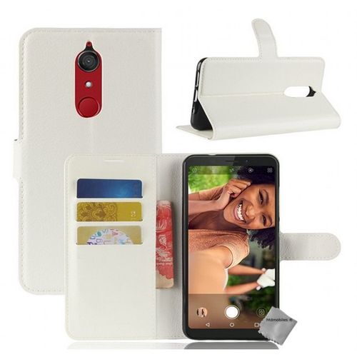 Housse Etui Coque Pochette Portefeuille Pour Wiko View Xl + Verre Trempe - Blanc