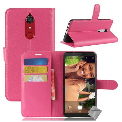 Housse Etui Coque Pochette Portefeuille Pour Wiko View Xl + Verre Trempe - Rose