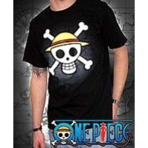 One Piece - T-Shirt Basic Homme Noir Skull With Map Taille Xxl