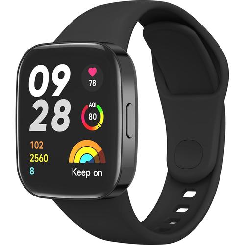 Silicone Bracelet Pour Xiaomi Redmi Watch 3, Bracelet Xiaomi Watch 3 Fitness Bande De Remplacement En Silicone Strap Extensible Compatible Avec Redmi Watch 3 (Noir)