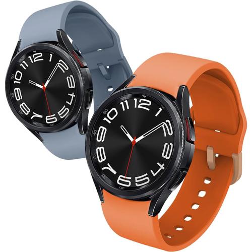 20mm Silicone Bracelets Compatible Avec Samsung Galaxy Watch 6 Classic 43mm/47mm, Souple Sport Bracelet De Remplacement Hommes Femmes Pour Galaxy Watch 6/5/4 (40mm/44mm) -Bleu+Orange