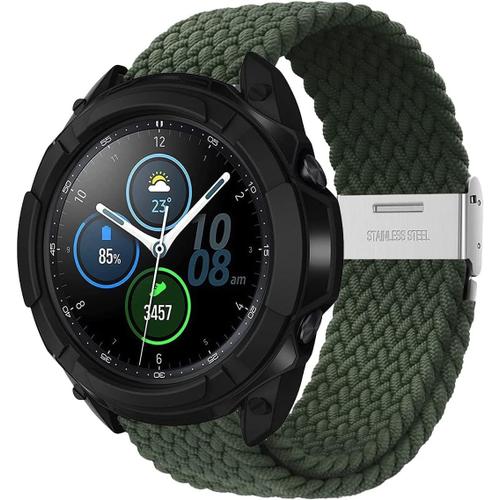 22mm Bracelet Pour Samsung Galaxy Watch 3 45mm/Galaxy Watch 46mm/Gear S3 Frontier/Gear S3 Classic/Gear S, Tressée Nylon Bracelet Pour Xiaomi Watch 2 Pro/Watch S1 Active/Mi Watch-Vert