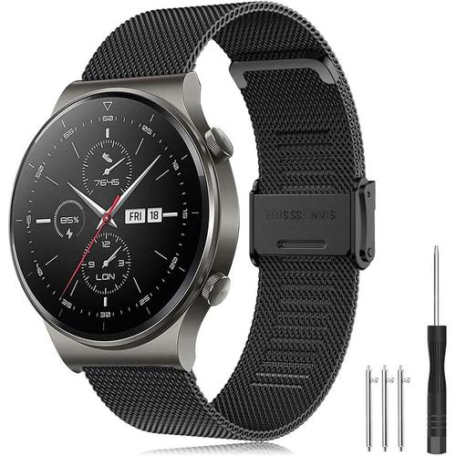 Bracelet Huawei Watch Gt2 Pro 46mm/Galaxy Watch 3 45mm/Galaxy Watch 46mm/Gear S3 Bande Acier Inoxydable 22mm Bracelet Pour Huawei Watch Gt/Gt 2 46mm/Forerunner 745/Vivoactive 4 45mm