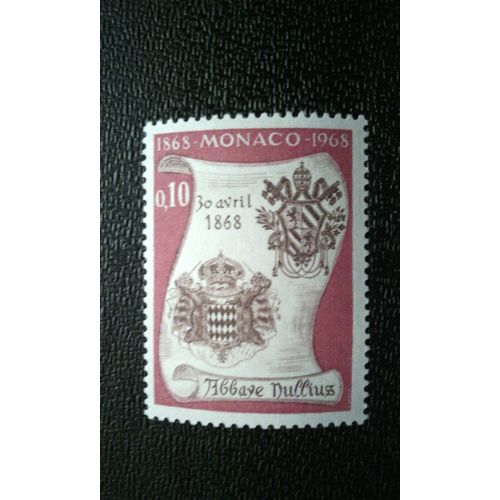 Timbre Monaco (Yt 744 ) 1968 Établissement De L'exemption Abbey Monaco, 100e Anniv.