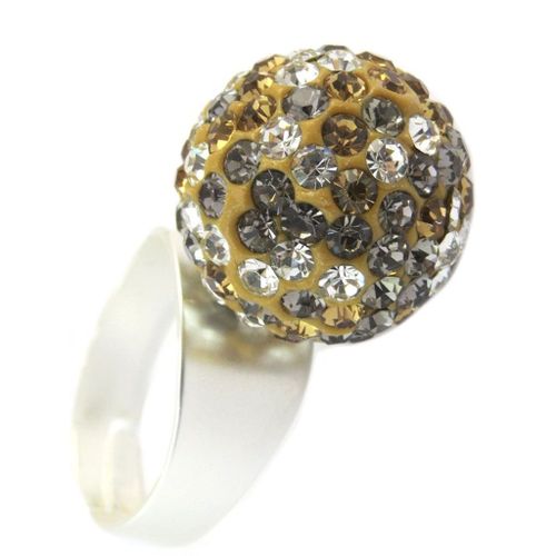 Dolce Vita [P6338] - Bague Créateur "illuminations" Beige Argenté - 17 Mm