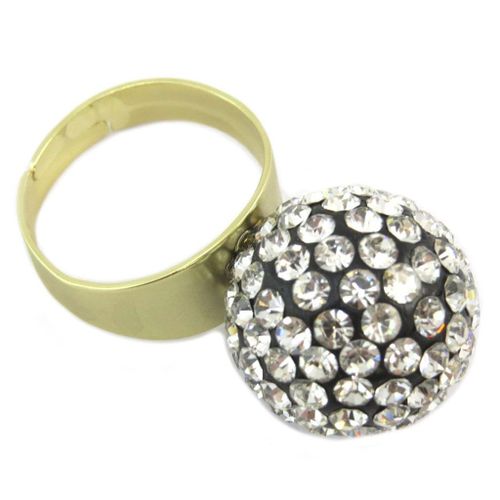 Dolce Vita [P6339] - Bague Créateur "illuminations" Blanc Noir Doré - 17 Mm