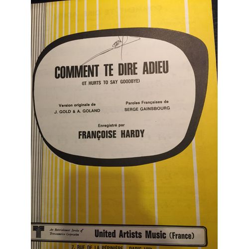 Francoise Hardy Comment Te Dire Adieu