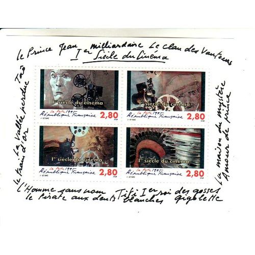 Bloc De Timbres "1 Siècle De Cinéma