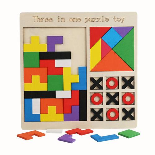 Puzzles Pour Enfants, Jeu De Puzzle Tetris, Puzzle Russe + Échecs Xo Trois En Un