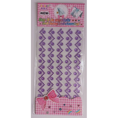 Strass Autocollant Parme En Forme De Frise Zigzag Et Fleurs