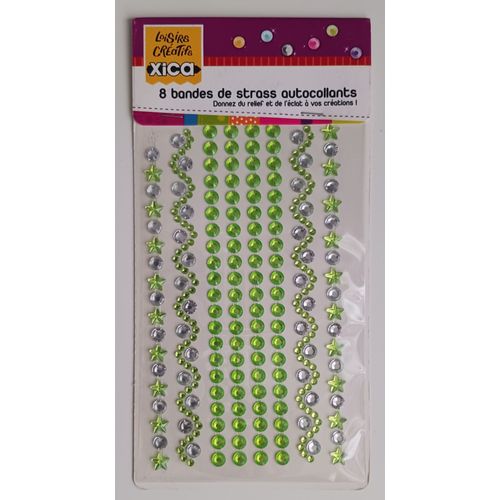 Strass Autocollant Vert En Forme De Frise Vague Et D'étoiles