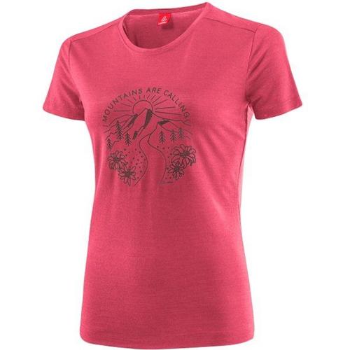 Women's Printshirt Mountains Merino-Tencel T-Shirt En Laine Mérinos Taille 46, Rose/Rouge