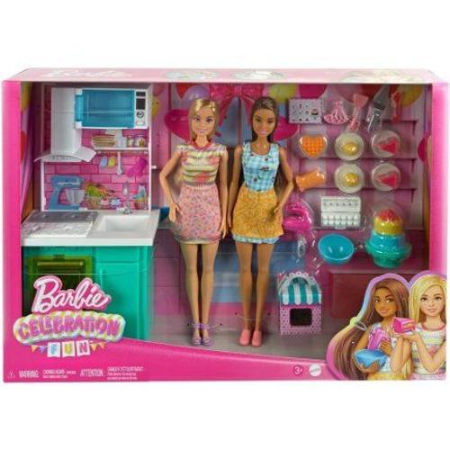 Coffret Barbie La Cuisine + 18 Accessoires + 2 Poupées Mannequins - Set Métier + 1 Carte Tigre