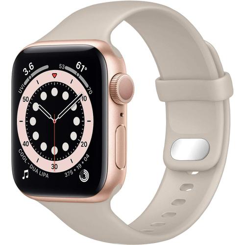 Compatible Pour Bracelet Apple Watch 41mm 38mm 40mm,Bracelet De Remplacement En Silicone Sport Doux Compatible Avec Iwatch Series 7 Se 6 5 4 3 2 1 Femmes Hommes (38/40/41mm-Stone)