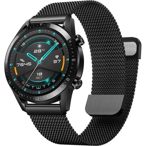 Huawei Watch Gt/Gt 2 46mm Bracelet, 22mm Bracelet En Acier Inoxydable Avec Aimants Puissants Pour Huawei Watch Gt2 Pro/Galaxy Watch 3 45mm/Galaxy Watch 46mm/Gear S3 Frontier/Forerunner 745