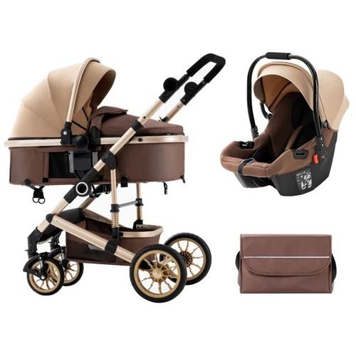 Poussette Portable 3 En 1 Pour Bébé, Cadre En Aluminium Pour Nouveau-Né Khaki